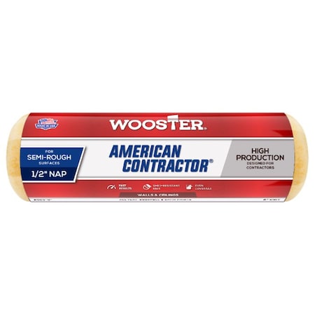 Wooster 9" Paint Roller Cover, 1/2" Nap Nap, Knit Fabric R363